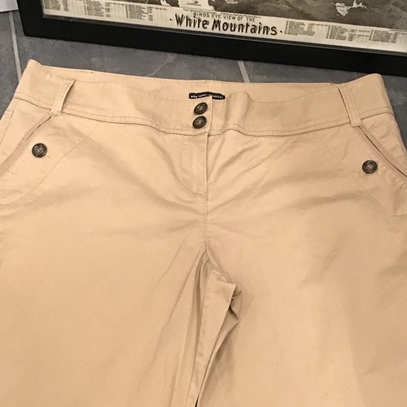 NY & CO Wide Leg Flare Stretch Cotton Tan Khaki Pant SZ 18P - Picture 7 of 14